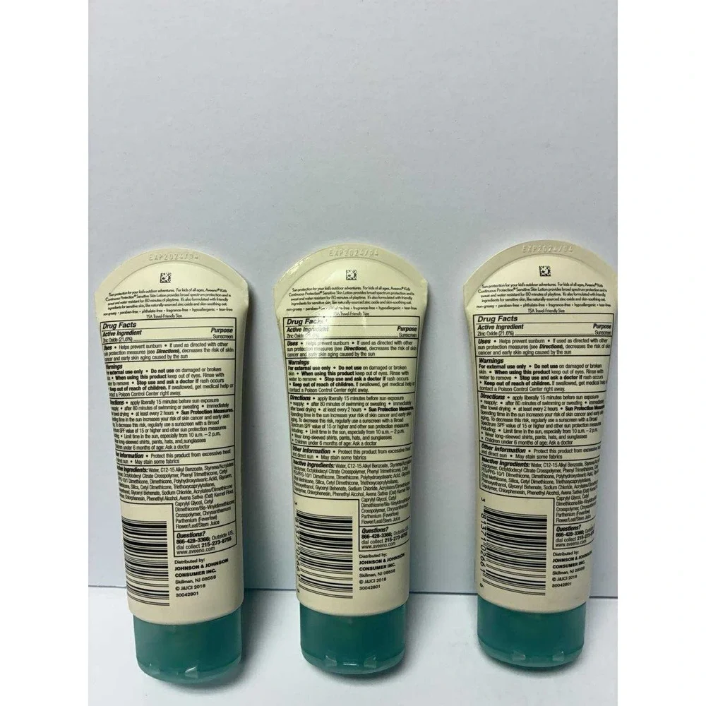 3X Aveeno Kids Continuous Protection Sensitive Skin SPF 50 3.0 fl oz